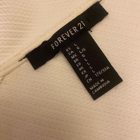 Forever 21 White Ribbed Sleeveless Mini Bodycon Dress Size Large - Picture 9 of 12